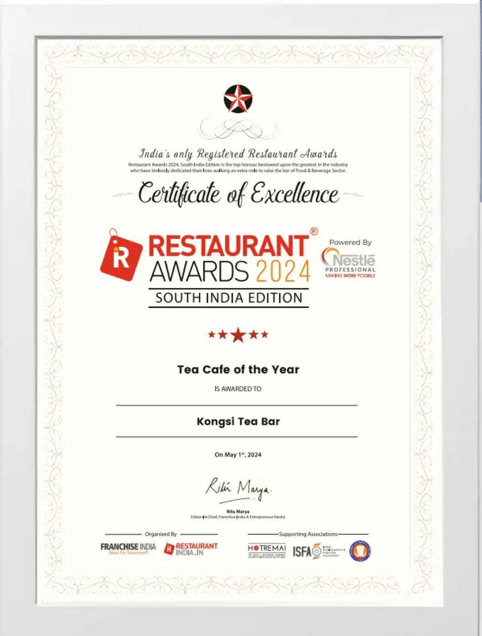 Restaurant Awards Tea Café of the Year Award